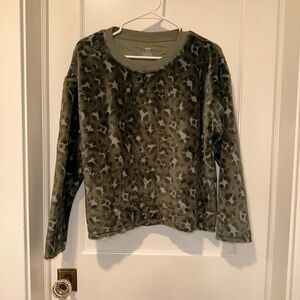 American Eagle Outfitters Green Patterned Crew Neck Sweater